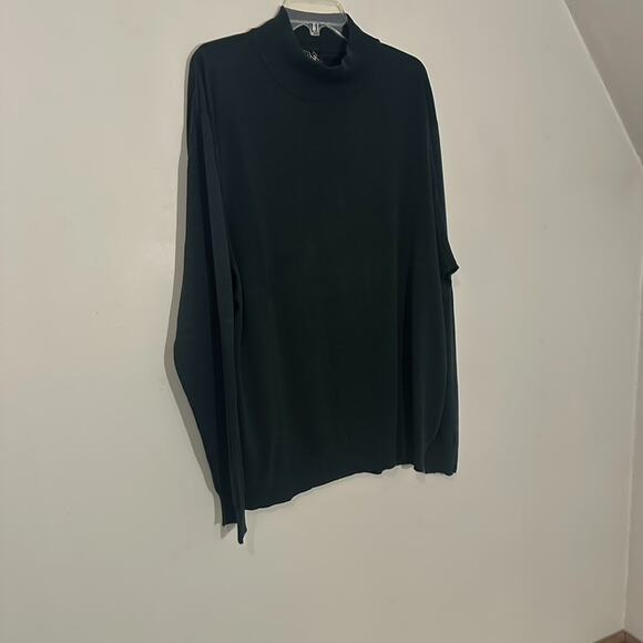 Jos A Bank XXL 100% Silk Green Turtle Mockneck Knit Sweater Holiday Top Pullover - Picture 7 of 8